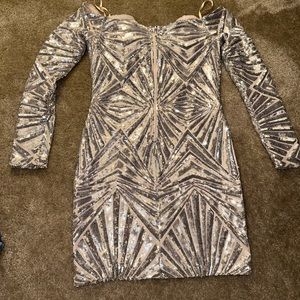 Women’s silver sequence and tan dress size medium
